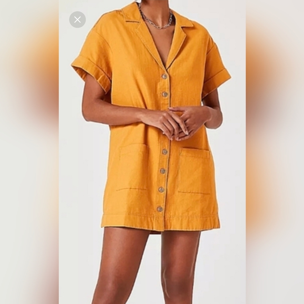 Pilcro Mustard Button-Down Dress